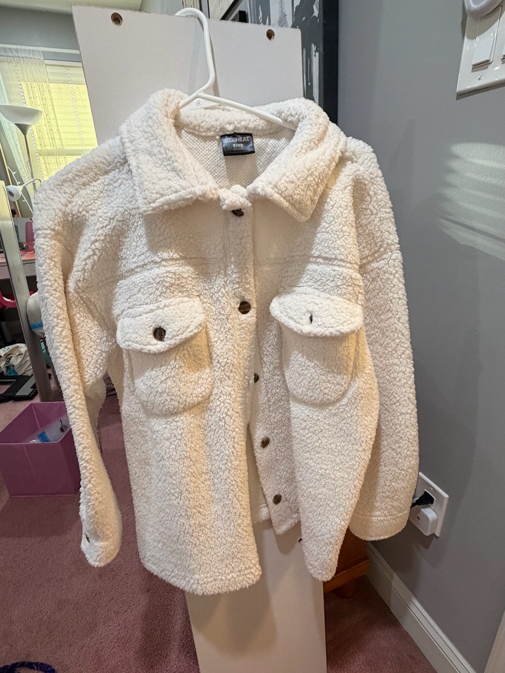 32 Degrees Cream Teddy Shacket Jacket